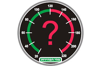 איור של מד מהירות (ספידומטר) ברכב, עם סימן שאלה גדול המצויר במרכז לוח המחוונים.